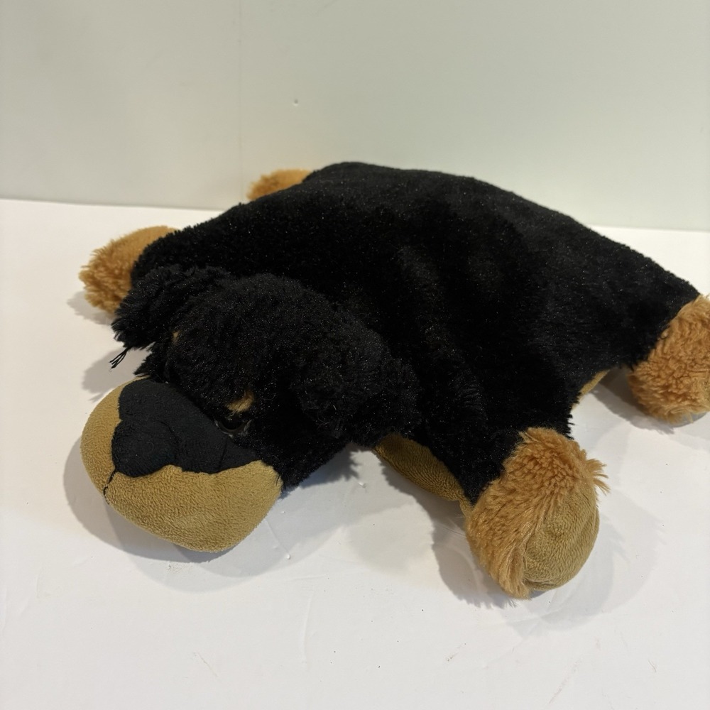 Kellytoy Pillow Chum Rottweiler Dog plush pet pillow Black Brown Soft 2014 10"